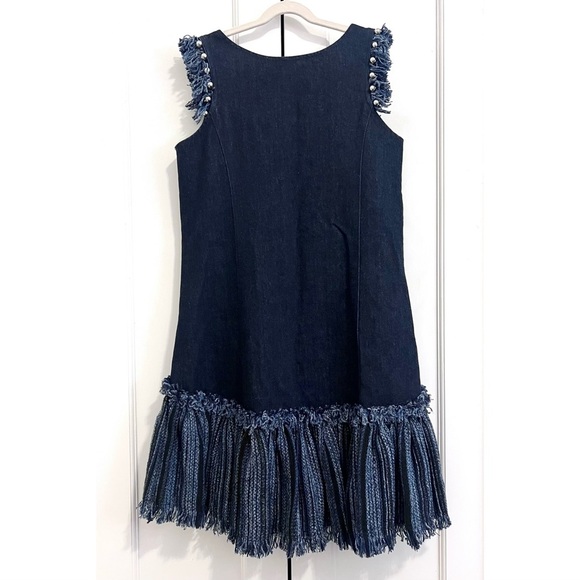 Adam Selman Sleeveless Denim Mini Dress in Dark Blue Wash - Size M - Picture 2 of 5